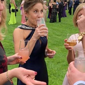 Custom midnight navy silk charmeuse gown size 4